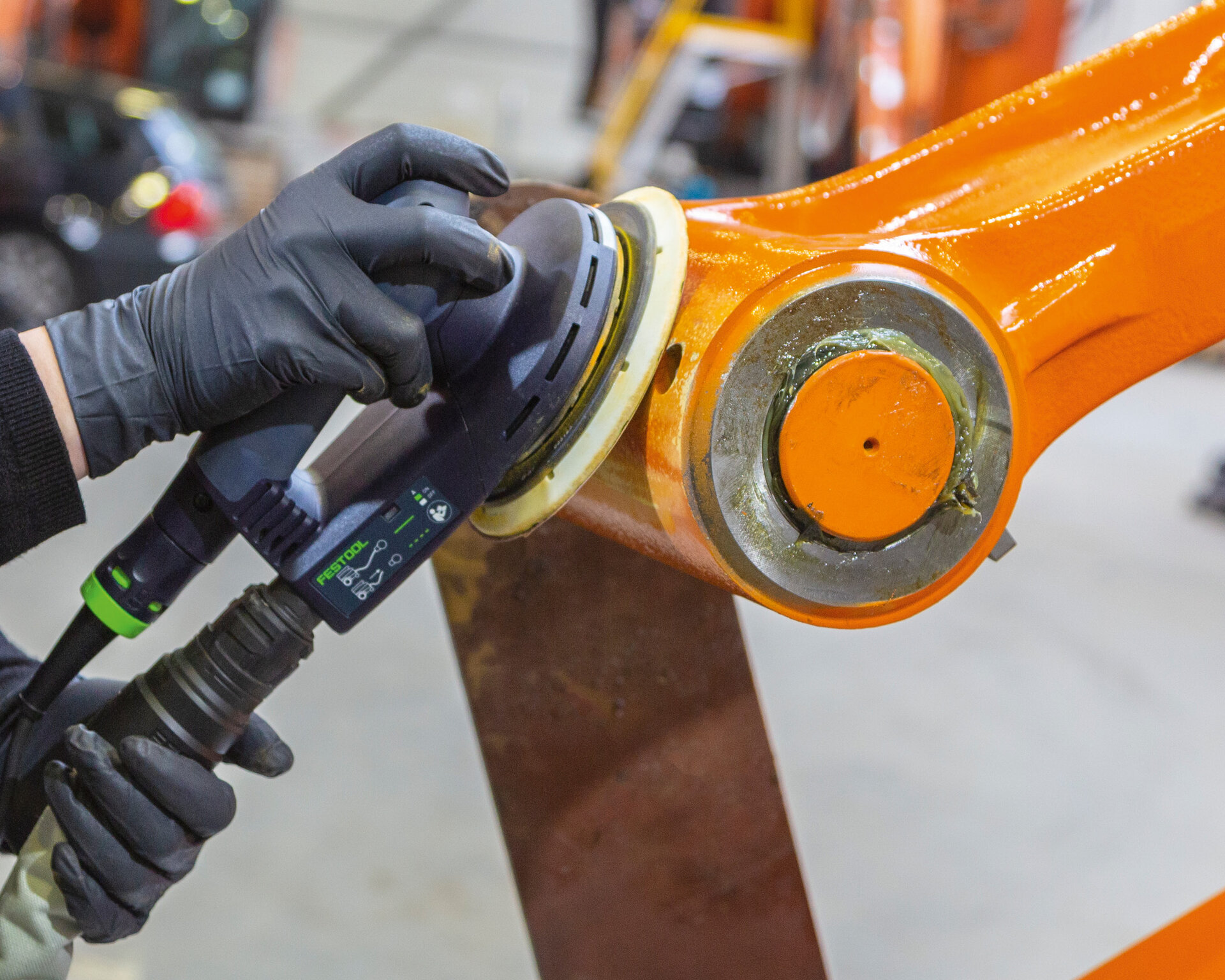 Paintwork repairs to construction vehicle