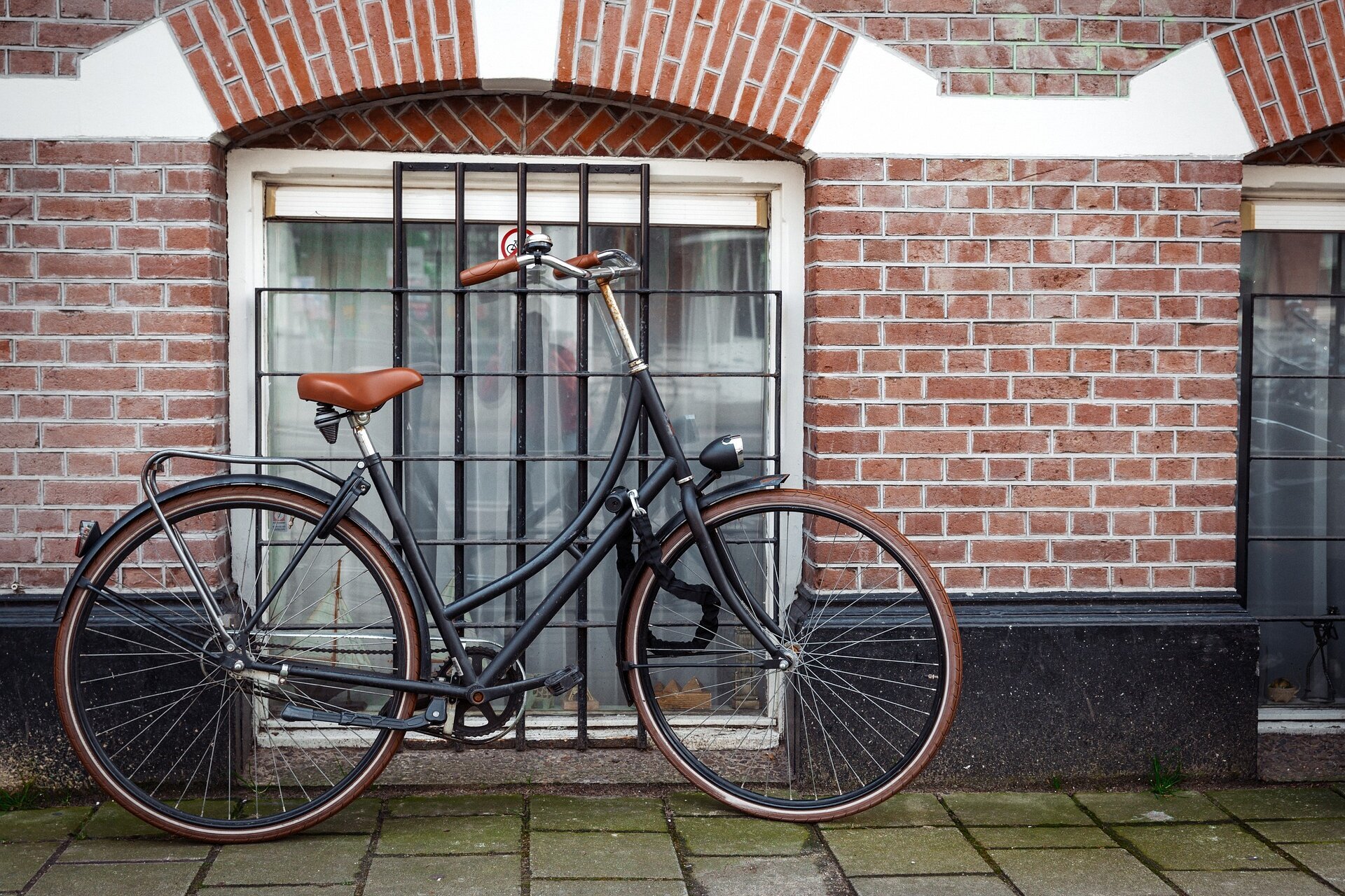 Bicycle on house wall
