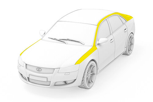 Car with yellow markings