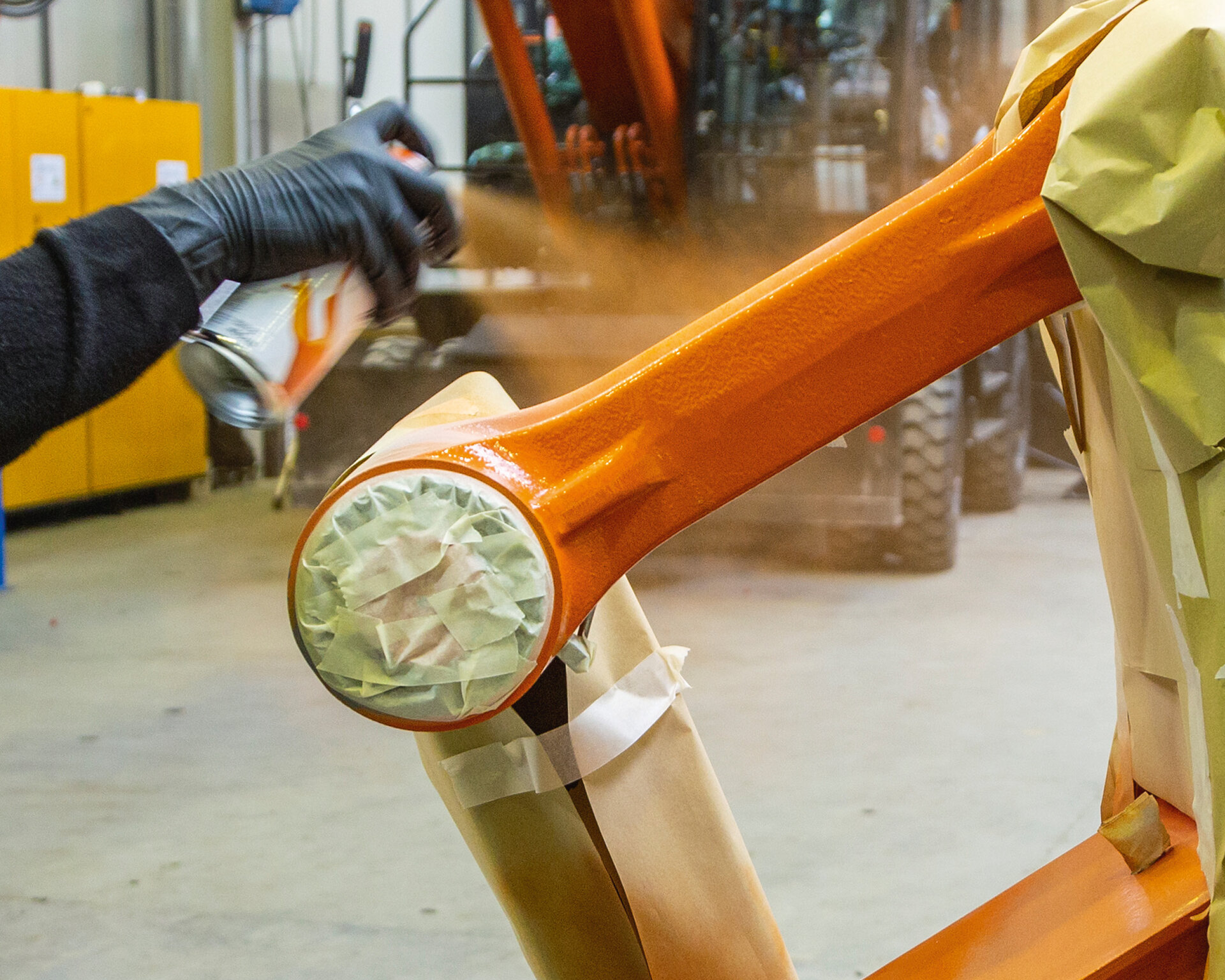 Paintwork repairs to construction vehicle