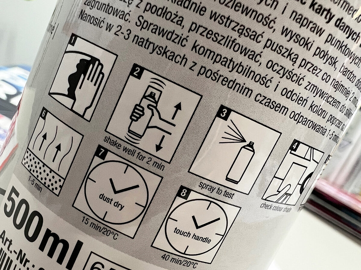 Can photo label with pictograms